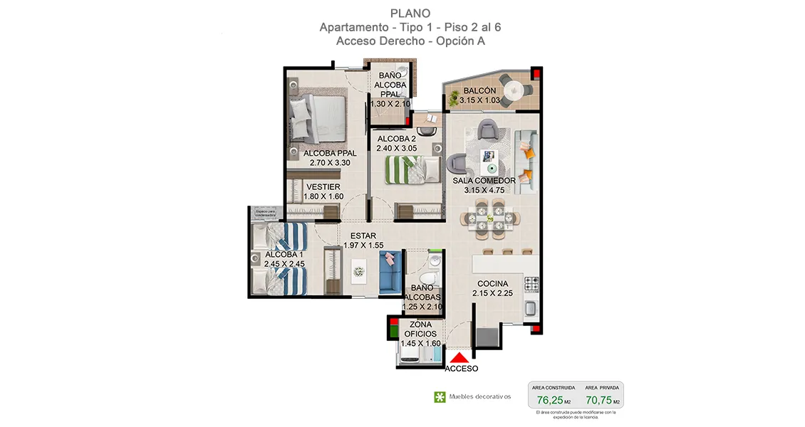 Apartamento tipo 76.25