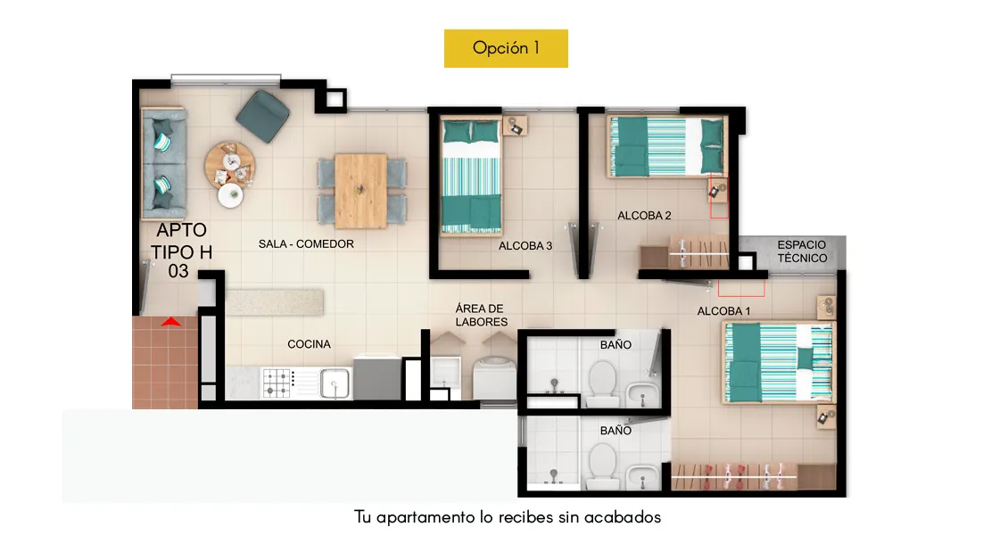 Apartamento tipo 55