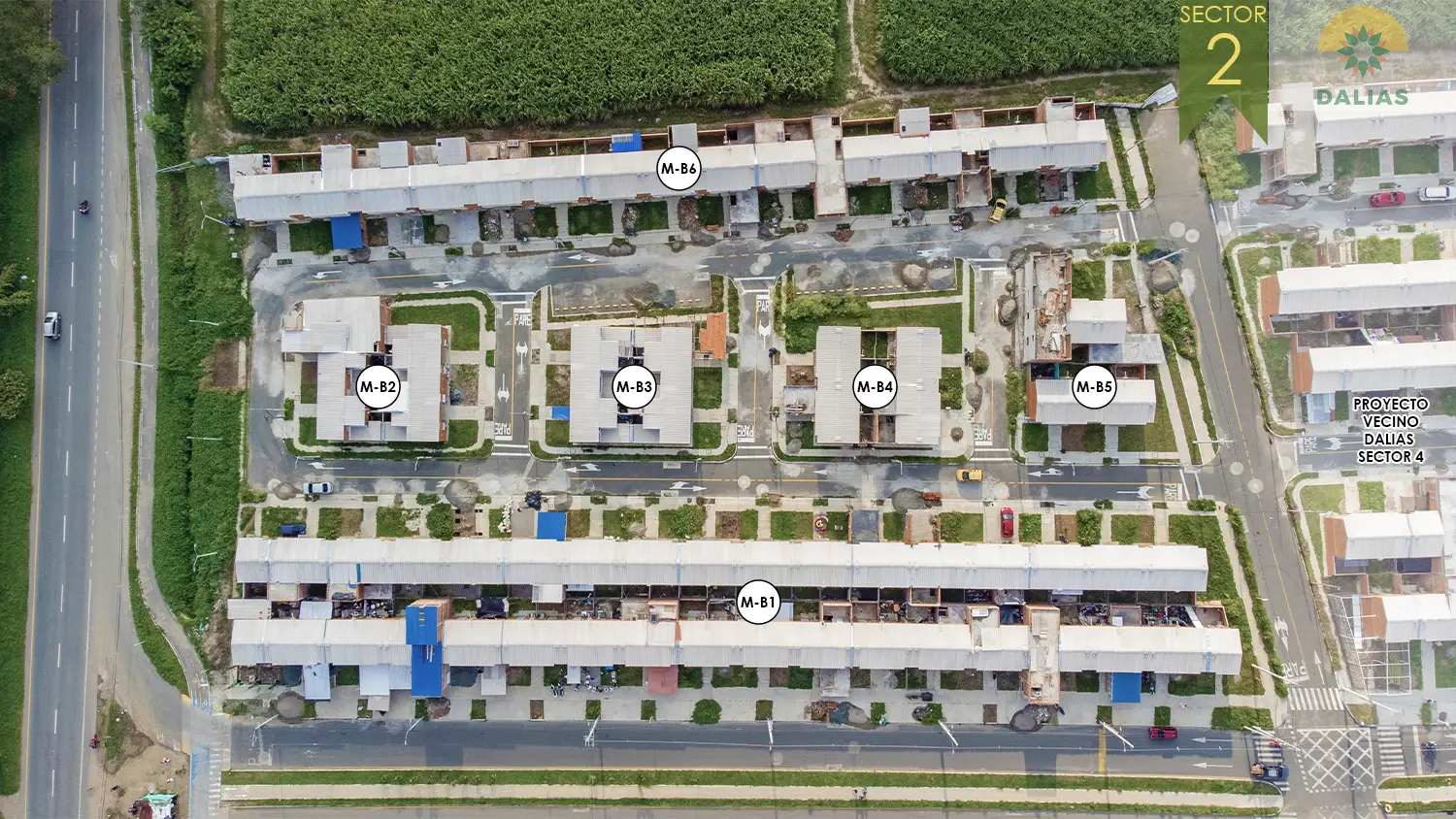 Foto del proyecto Dalias sector 2 en avance de obra abril de 2025