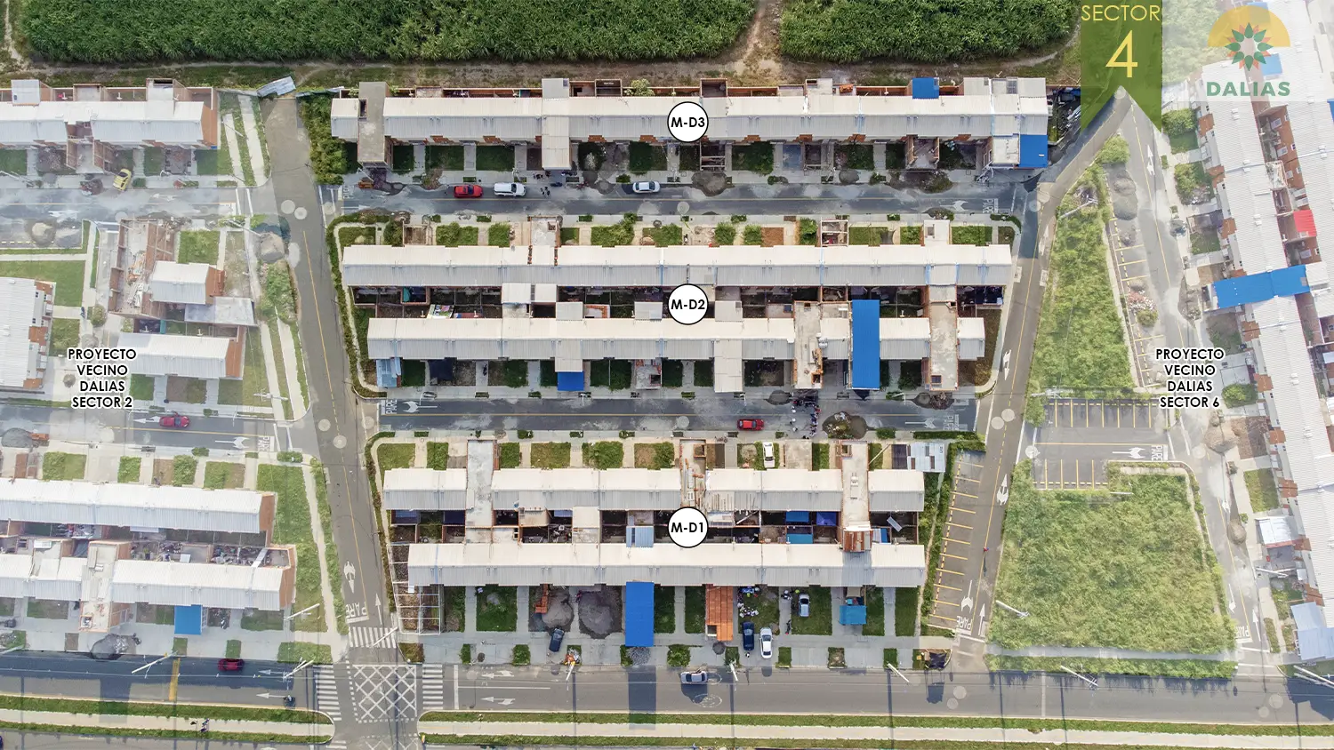 Foto del proyecto Dalias sector 4 en avance de obra abril de 2025