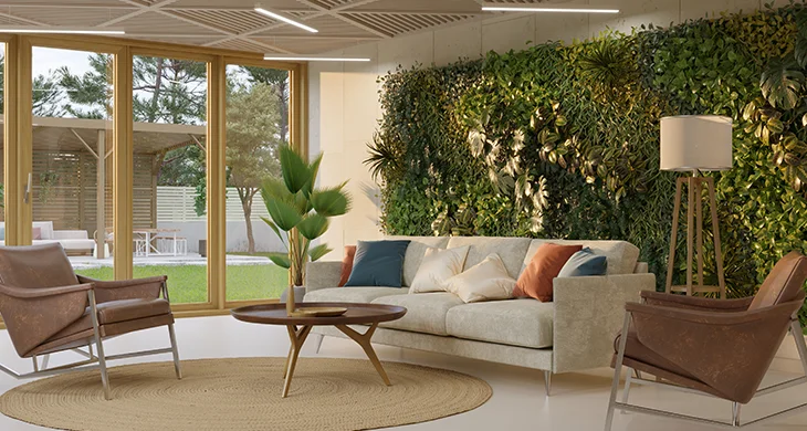 Sala con jardín interior