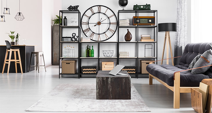 Interior con diseño industrial y rústico