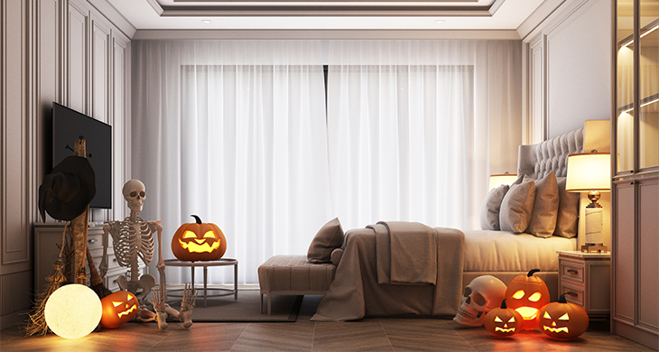 Habitación decorada de halloween