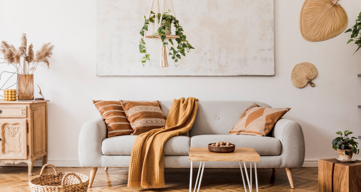 Decoración de sala con estampados