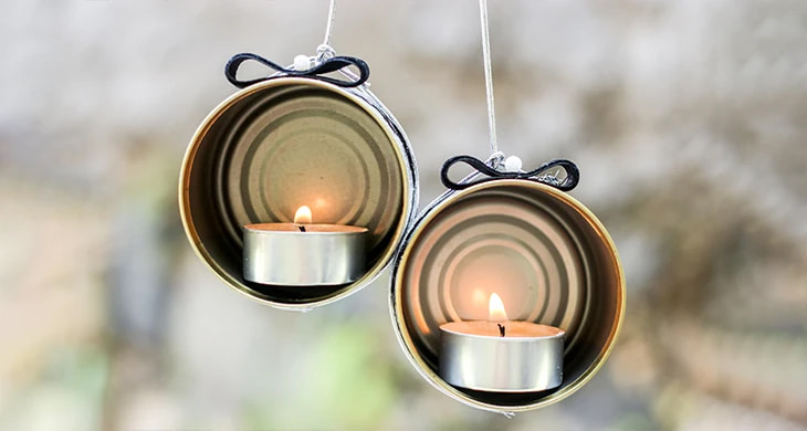 Decoración reciclada de porta velas